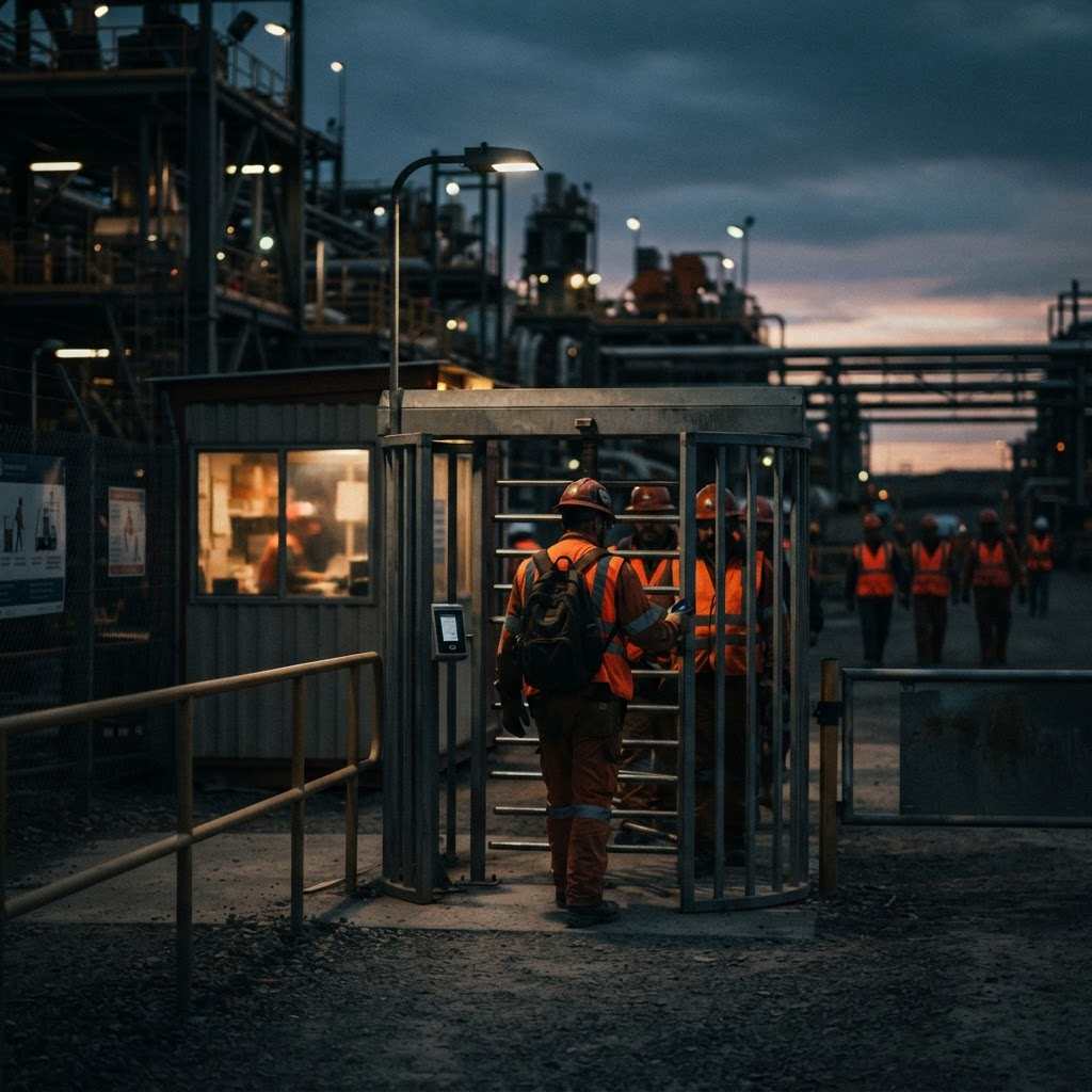 Control de acceso en instalación industrial con trabajadores acreditados